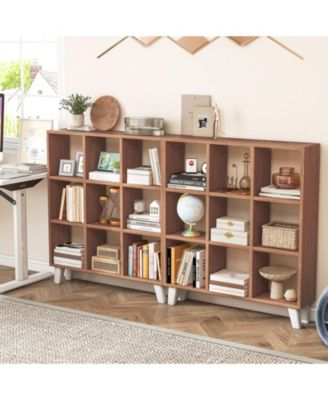 9-Cube Bookcase with 6 Removable Shelves and Raised Support Feet