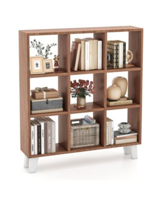 9-Cube Bookcase with 6 Removable Shelves and Raised Support Feet