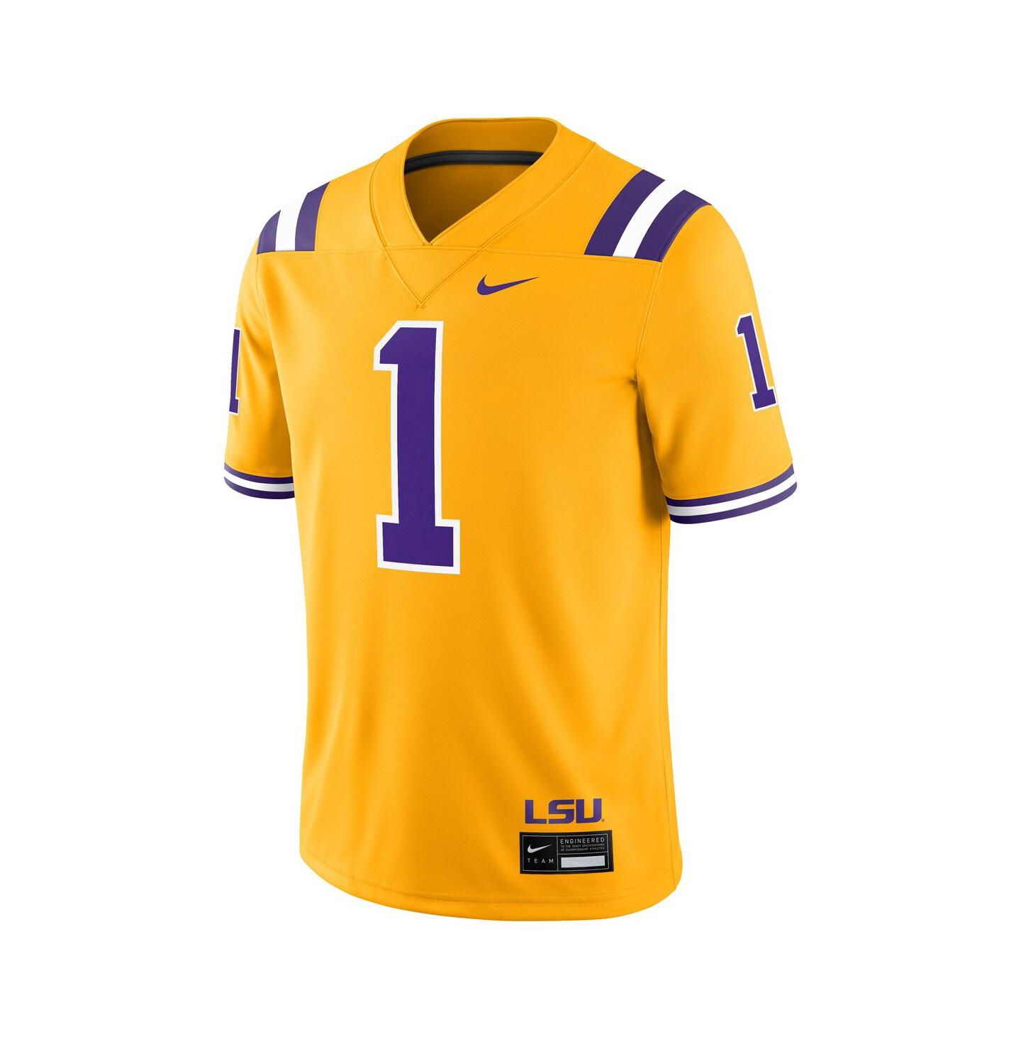 Мужской топ Nike 1 Gold LSU Tigers Alternate Game Jersey — фото 2