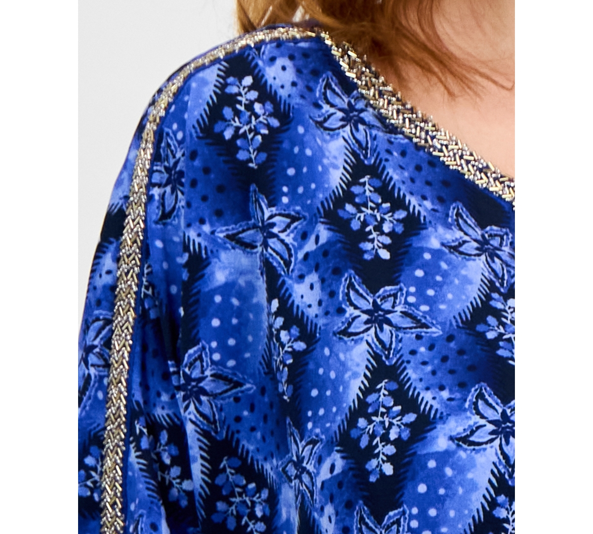 Shop Jm Collection Women's Printed Top, Exclusively At Macy's In Intrepid Blue