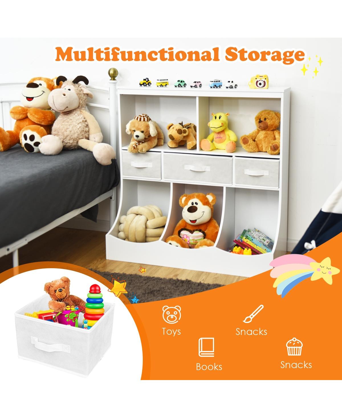 Gouun Freestanding Combo Cubby Bin Storage Organizer Unit with 3 Baskets