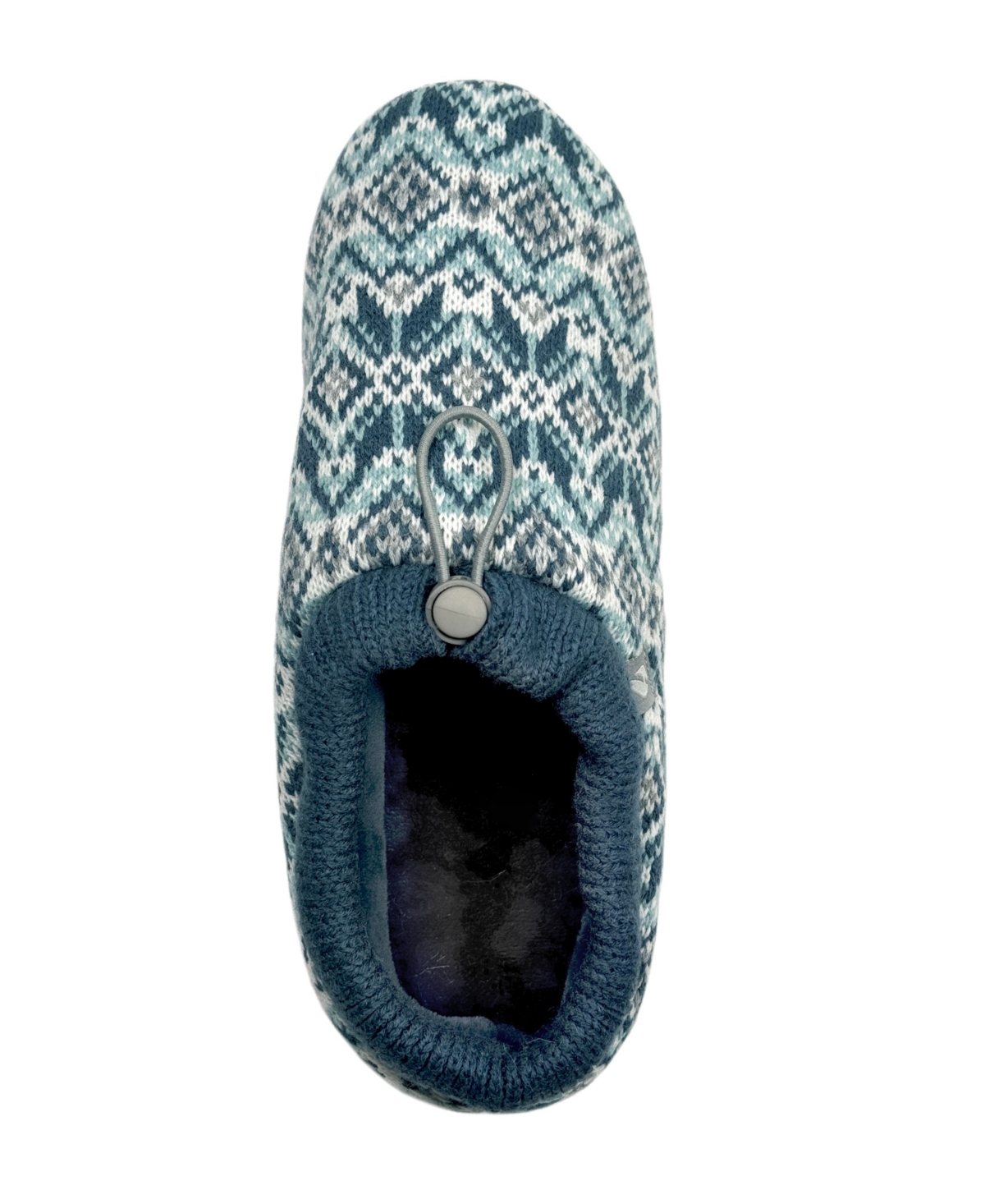 Heat Holders Women's Emma Fair Isle Knit Drawstring Slippers In Blue