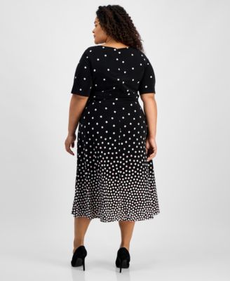 Plus Size Printed Tie-Waist Midi Dress