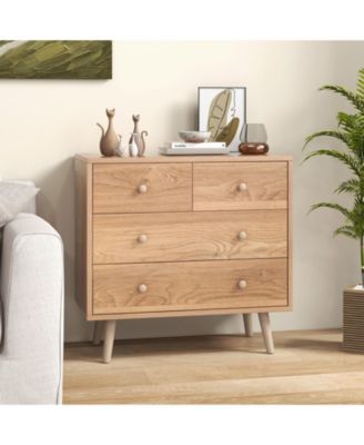 4-Drawer Dresser Cabinet Storage Organizer Rubber Leg with Rail