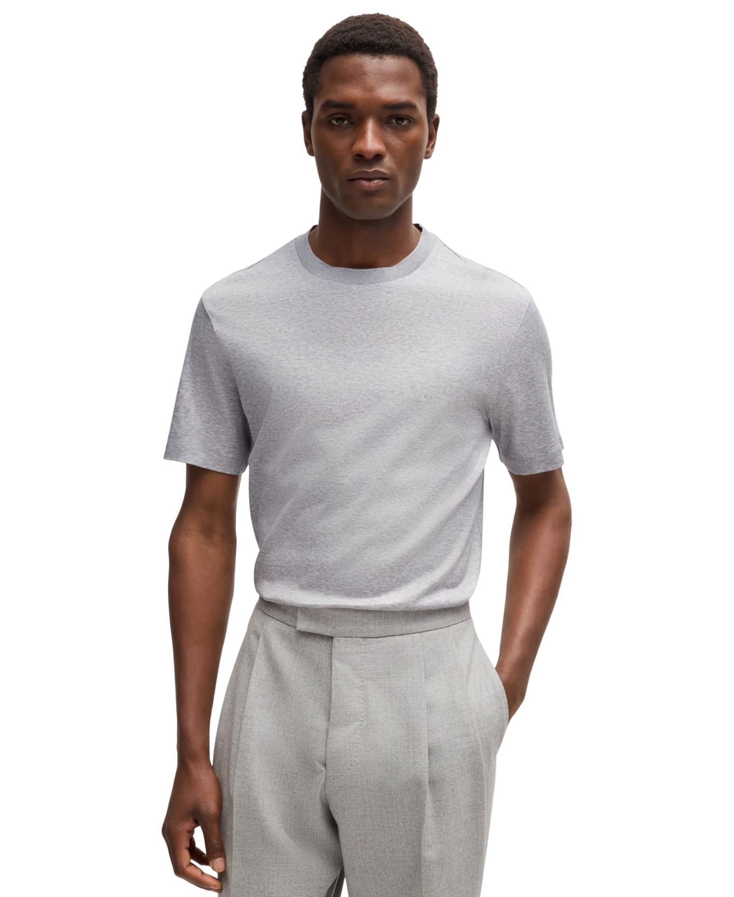 Мужская футболка Hugo Boss Regular-Fit Mercerized-Cotton, цвет: Тёмный синий — фото 5
