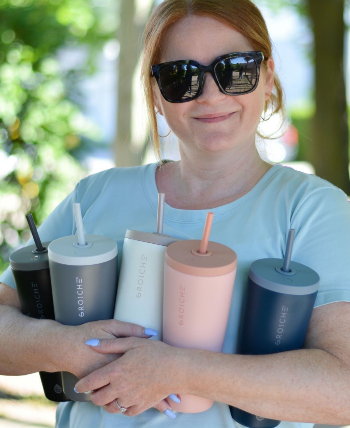 Grosche Jasper 23 oz Insulated Tumbler With Straw In Ash Gray