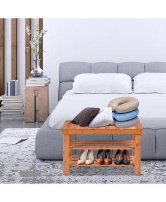 3 Tier Bamboo Bench Storage Shoe Shelf