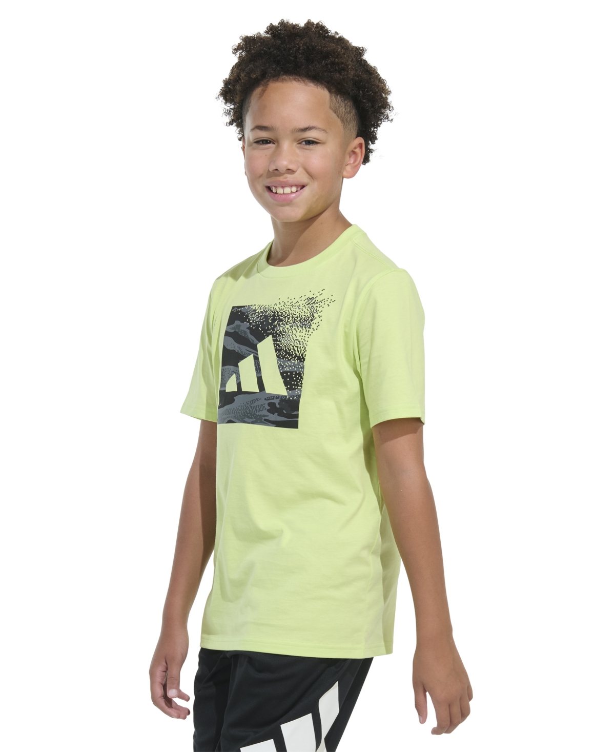 ADIDAS ORIGINALS BIG BOYS SHORT-SLEEVE CAMO BOX LOGO GRAPHIC T-SHIRT