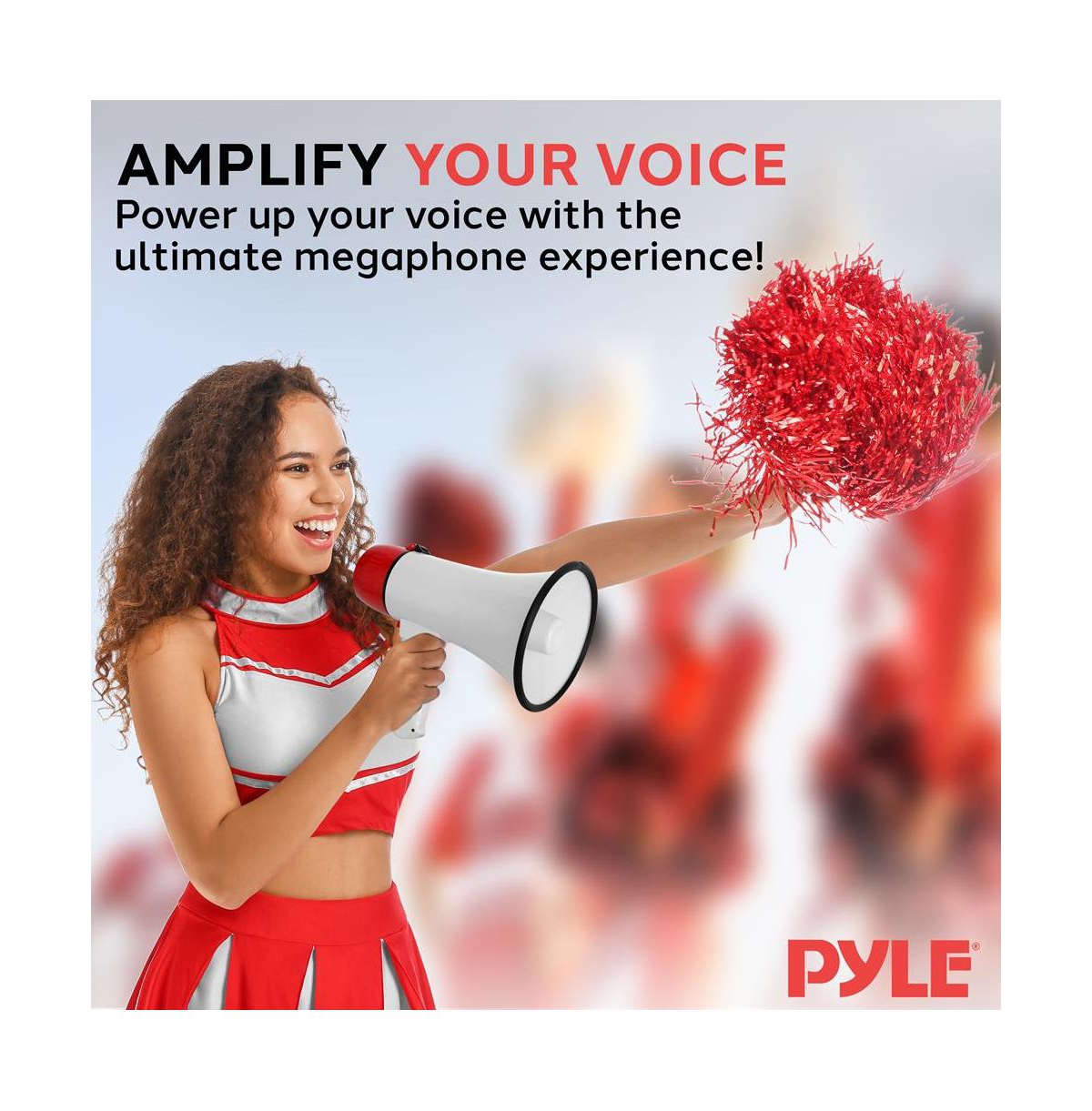 Pyle Portable Megaphone with Siren, 20 Watt Power, Aux Input for MP3, Automatic Siren, Lightweight