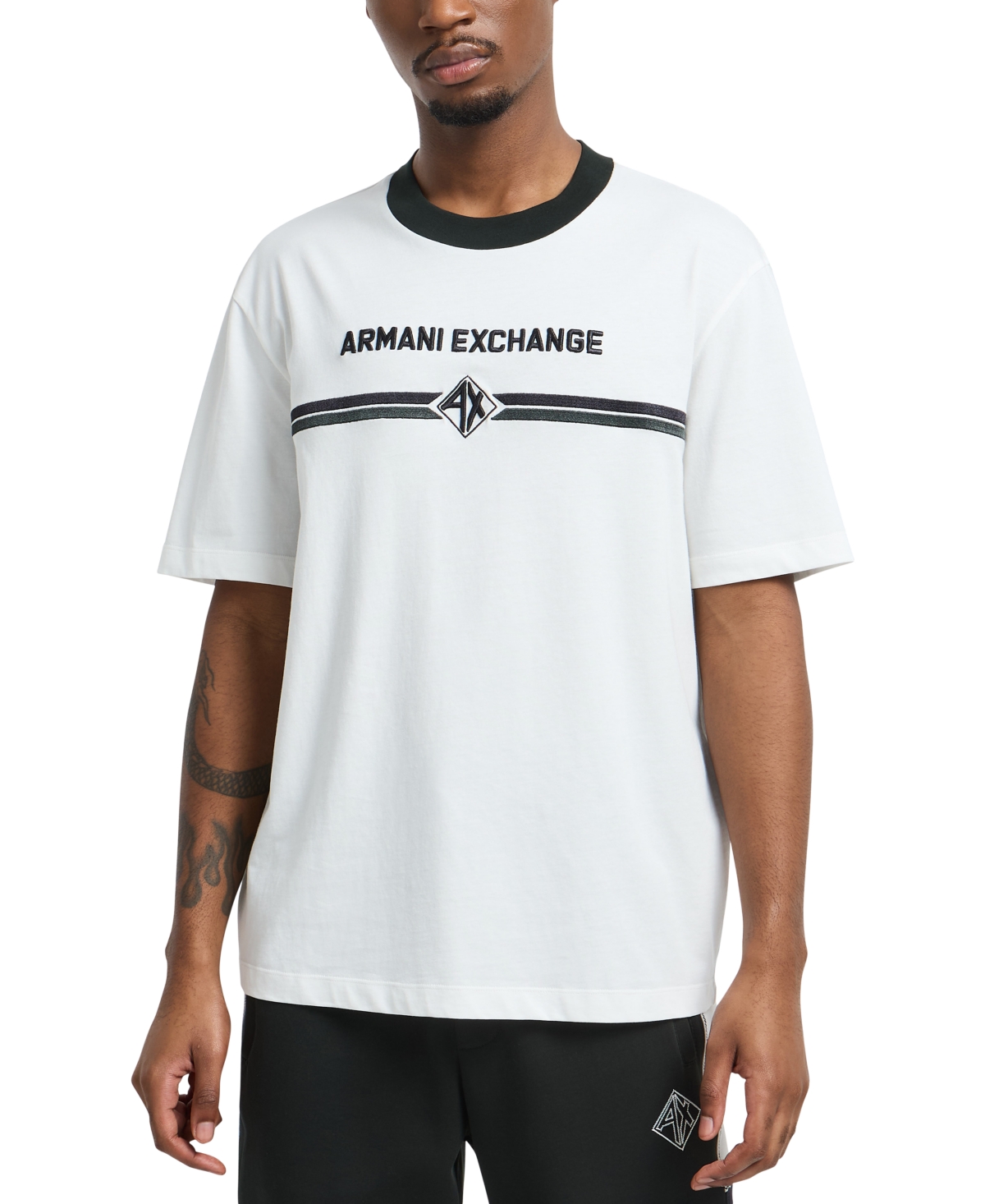 Armani Exchange Men's Text Logo T-Shirt - Off White