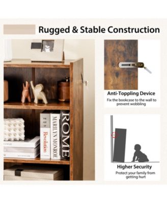 3-Tier Bookcase Open Display Rack Cabinet with Adjustable Shelves