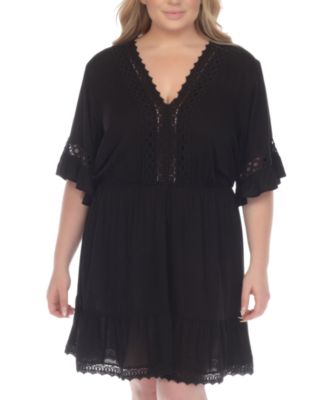 Plus Size Lace-Inset Mini Cover-Up Dress