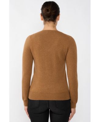 Women's 100% Pure Cashmere Long Sleeve Pullover V Neck Sweater