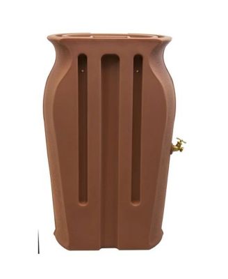 50-Gallon Plastic Urn Rain Barrel with Planter Top for Garden Watering and Conservation