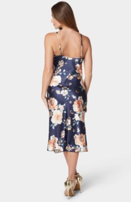 Women's Print Satin Slip Midi Dress