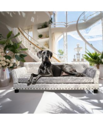 Dog Sofa Lounge Bed Dutch Velvet Upholstered Pet Couch Bed Removable Cushion