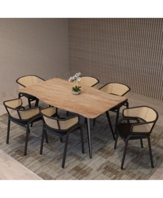 Dining Chair With Stainless Steel Legs Velvet Seat and Wicker Back