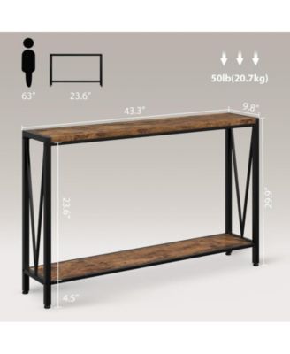 Console Table,2-Tier Entryway Table Featuring Ample Storage, Narrow Sofa Table with a V Design, Measuring 43" – Ideal for Your Entryway, Living Room, Hallway, Foyer, Corridor, or Office