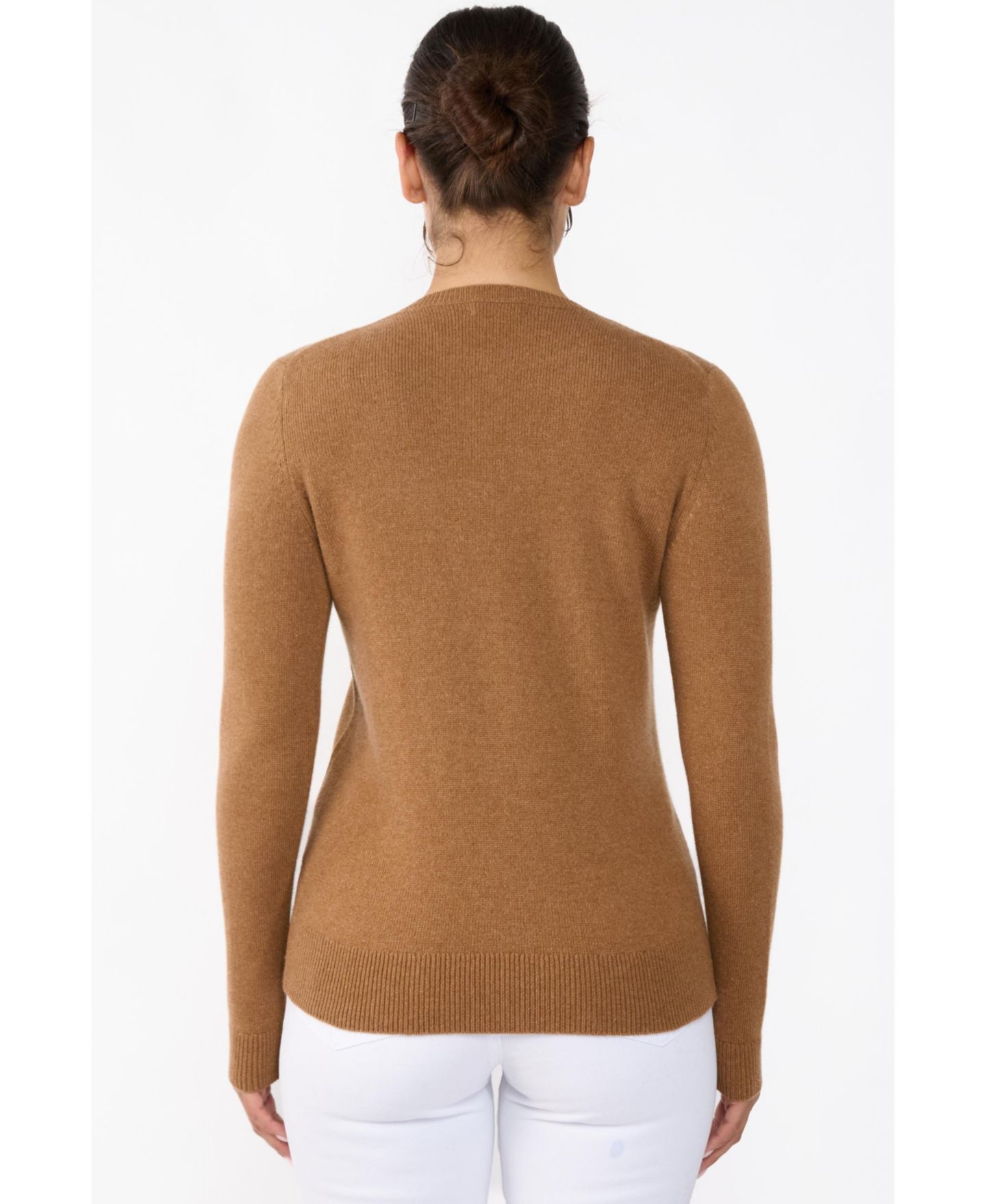 Женский свитер JENNIE LIU 3-ply Cashmere Crew Neck, цвет: Седельно-коричневый меланжевый — фото 3