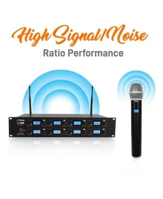 8-Channel UHF Wireless Microphone System Kit with 4 Handheld Mics, 4 Belt-Packs, 4 Headsets & Lavalier Mics