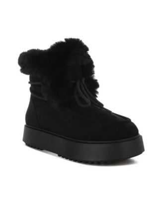 Womens Bunting Faux Fur Collar Flatform Boots