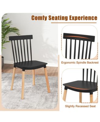 Set of 4 Windsor Dining Chairs Dining Chairs w/ Spindle Backs & Curved Seats