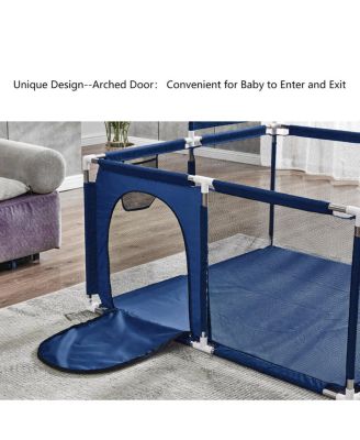Baby Playpen Outdoor Indoor Play Yard 7 Panel Baby Safety Playpen for Infant Toddler with Basketball Hoop