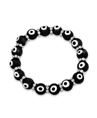 Colorful Turkish Glass Bead Evil Eye Stretch Bracelet with Crystal Spacers
