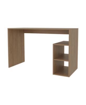Sanders Computer Desk in Melamine with Open Storage, Natural Oak