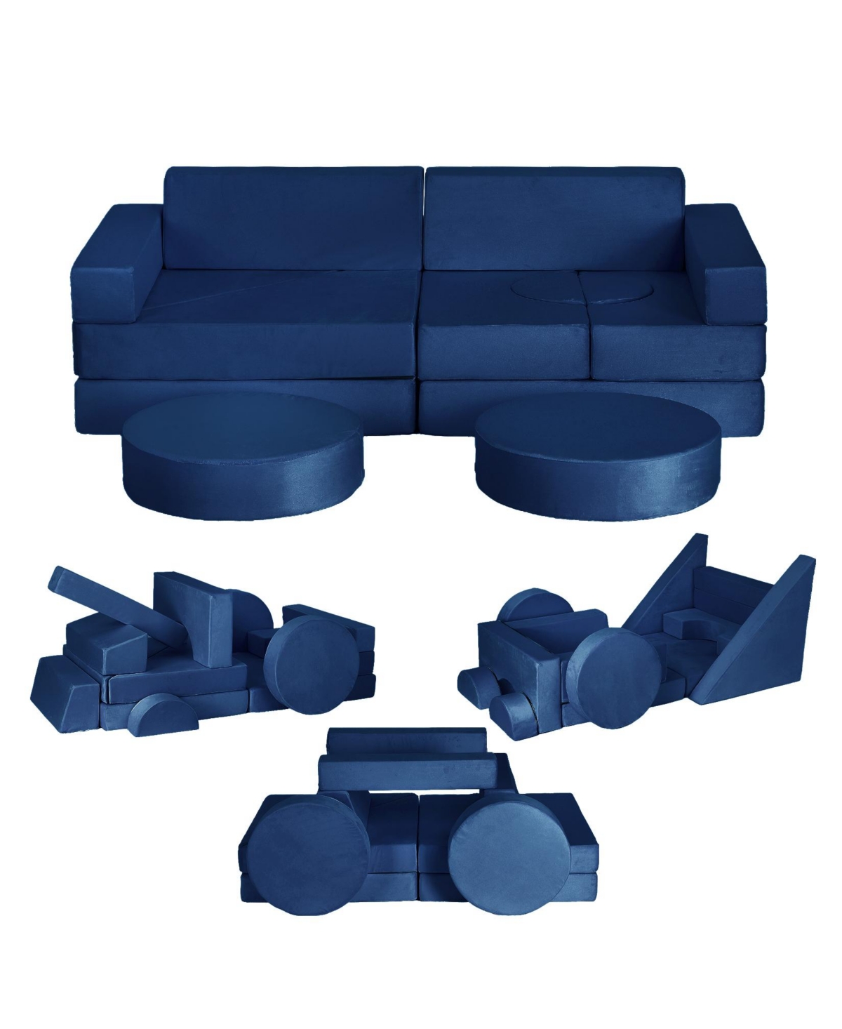 gaomon 14 Pcs Kids Play Couch Sofa, Modular Folding Playset, Convertible Foam Cushions for Playroom and Bedroom, for Boys and Girls
