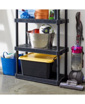 55 Quart Plastic Stackable Storage Unit Bin, Black &amp; Yellow (6 Pack)