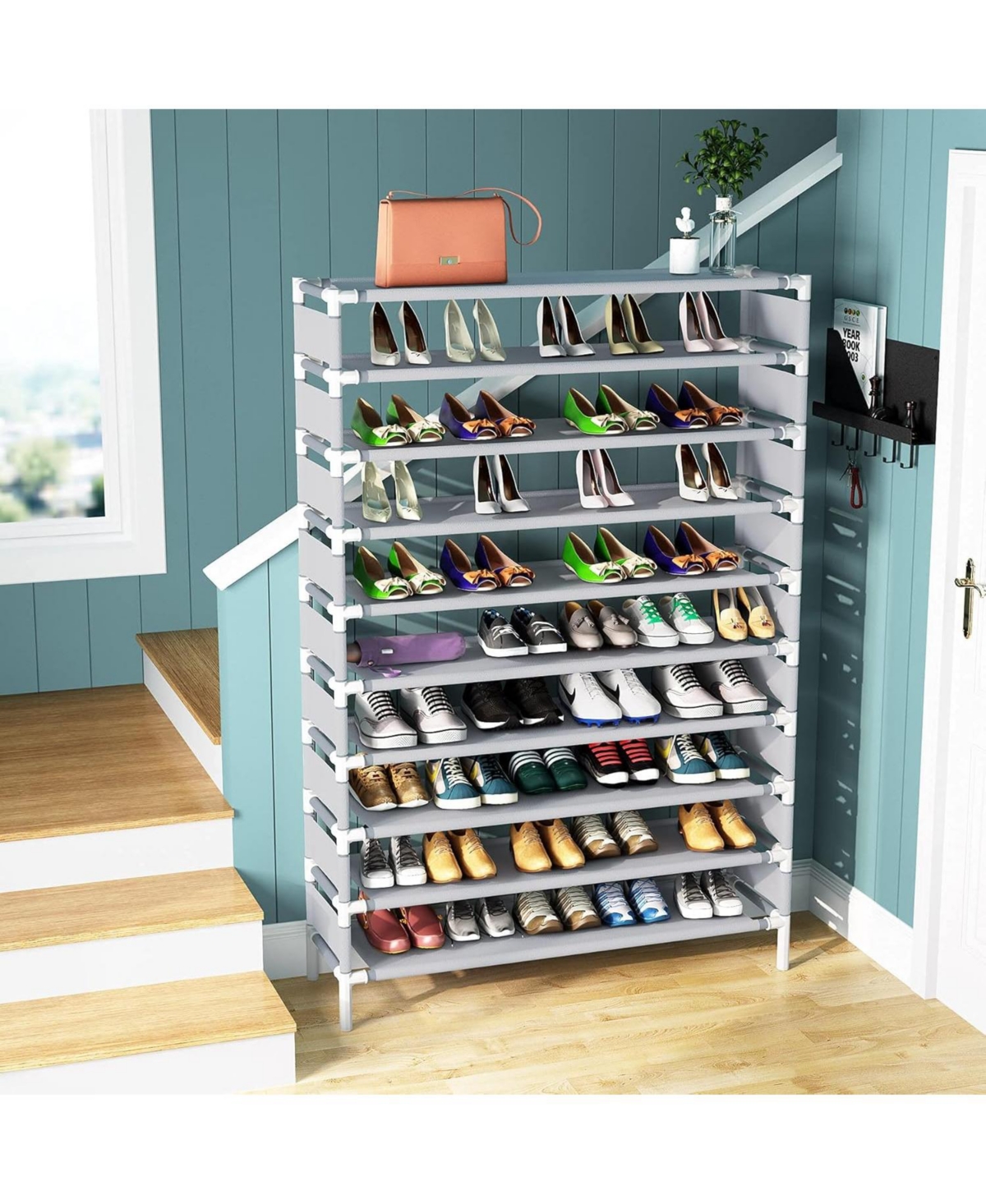 Tribesigns 10-Tier Shoe Rack, Shoe Storage Organizer, Capacity Shoe Rack for 50 Pairs, Shoe Shelf, Perfect for Closet, Entryway, and