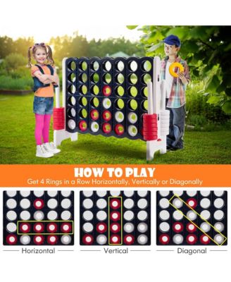 Giant 4 in A Row Jumbo 4-to-Score Game Set Kids Adults w/ 42 Jumbo Rings