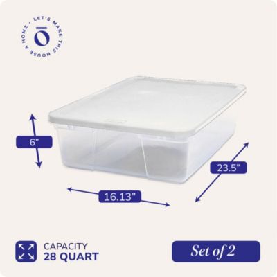 28 Qt Snaplock Clear Plastic Storage Container Bin with Secure Lid, 2 Pack