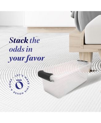 7.5 Qt Clear Storage Organizing Container Bin with Latching Lids, (5 Pack)