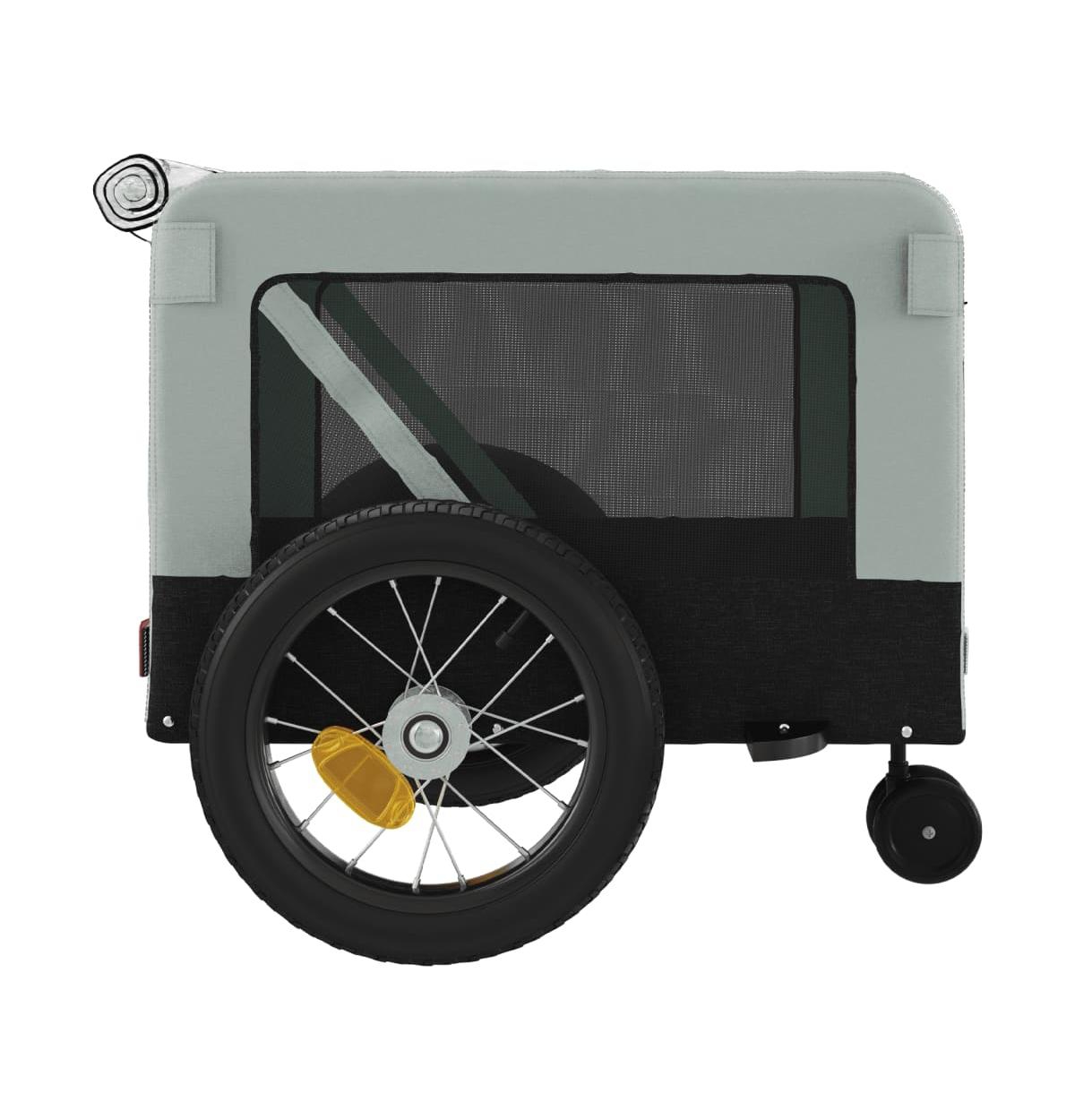 vidaXL Pet Bike Trailerand Black Oxford Fabric and Iron - Gray