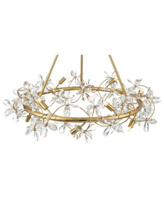 Carrine 31 1/2" Modern Pendant Chandelier Ceiling Light Fixture Dining Room Over Table Flower Soft Gold Finish Crystal