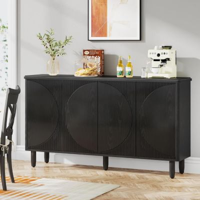 Buffet Cabinet Sideboard with Storage, 59.4-Inch White Storage Cabinet with Doors for Living Room Kitchen Dining Room