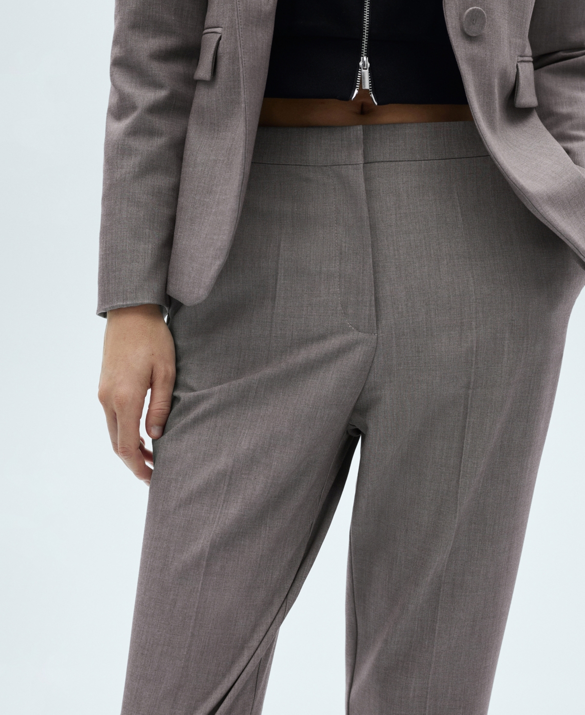 Mango Straight Leg Pants In Gray