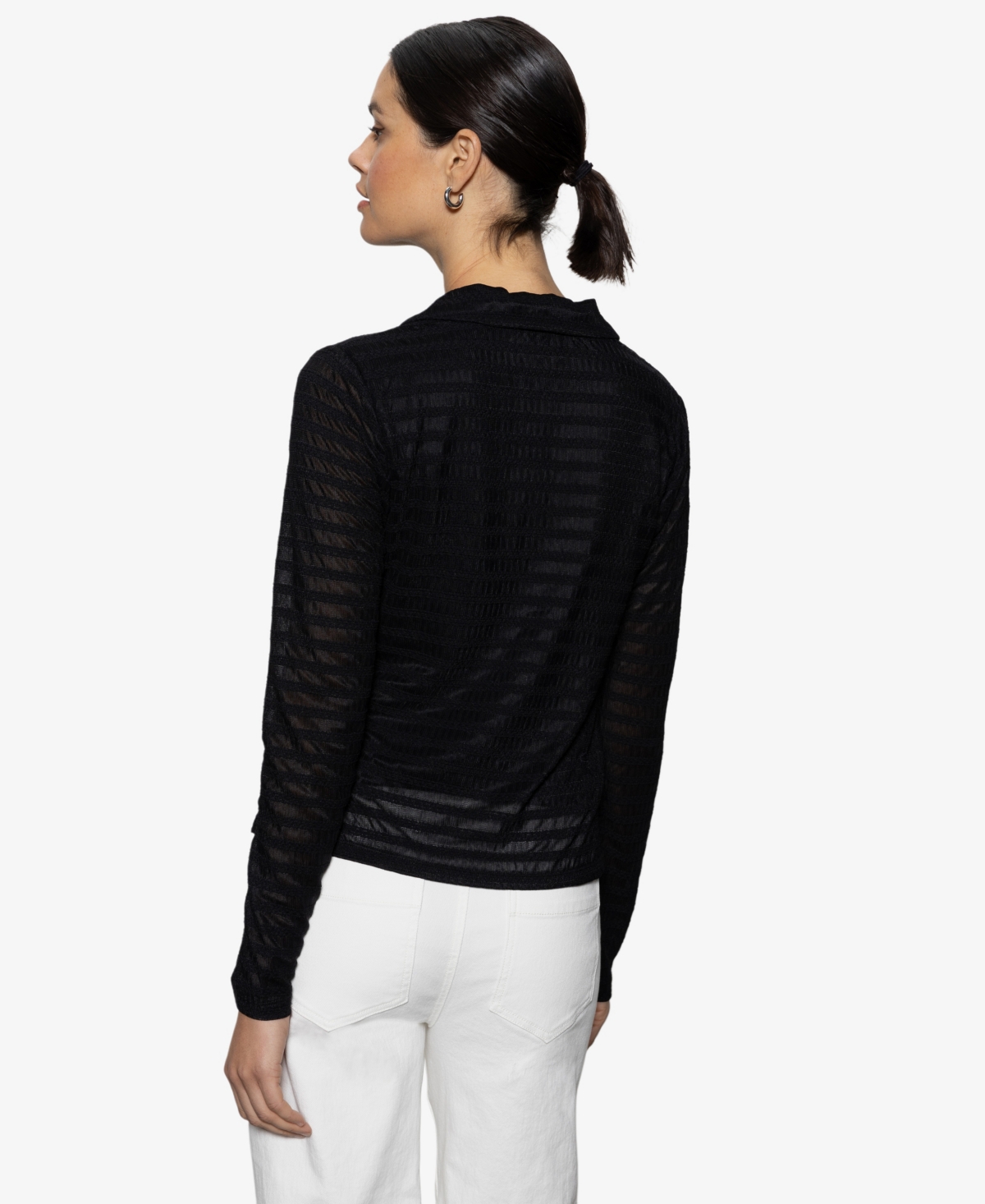 Sanctuary Women's Mesh-lace Button-front Shirt In Black
