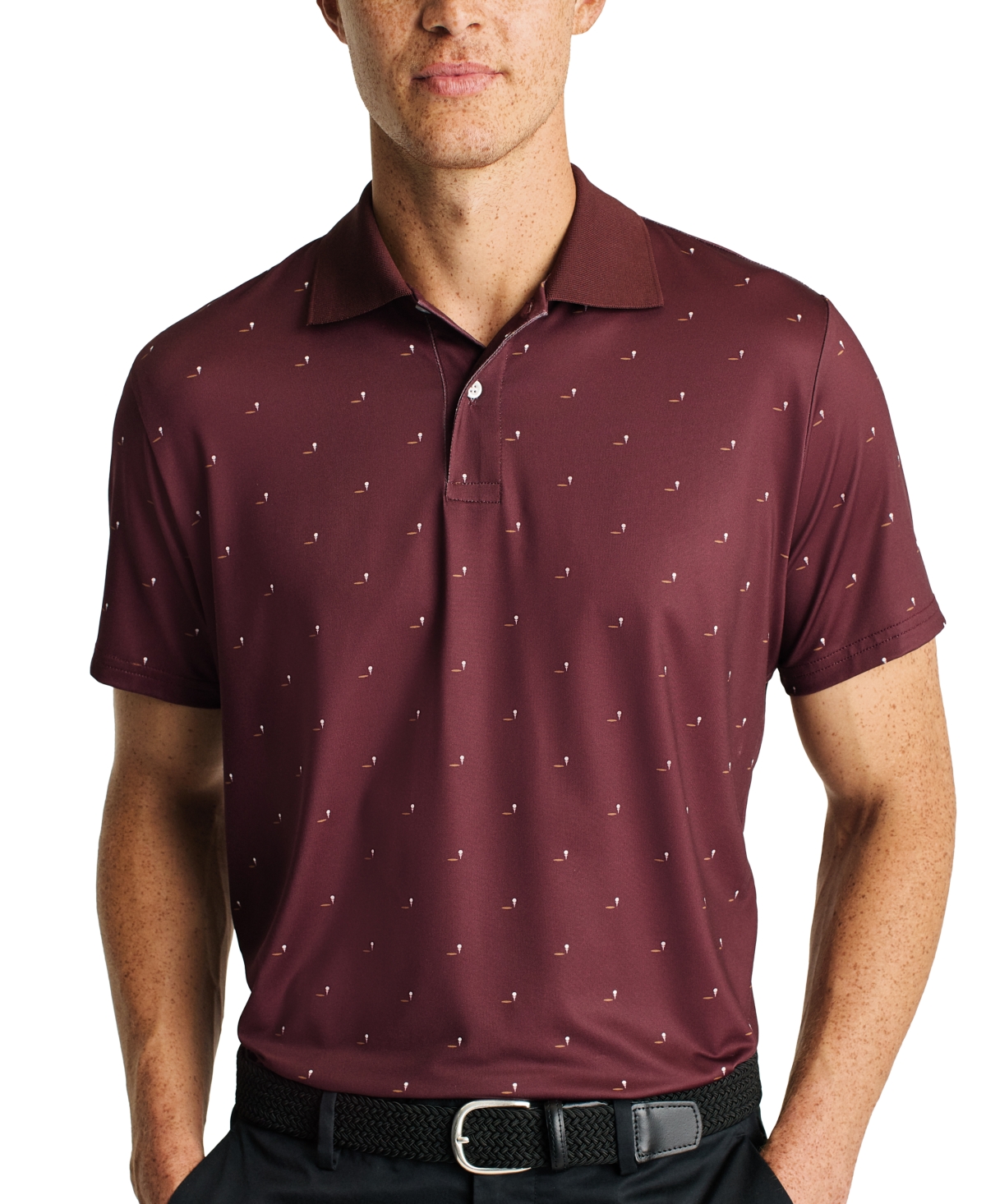 Men's Short Sleeve Golf Print Performance Polo Shirt - Hole In One Geo