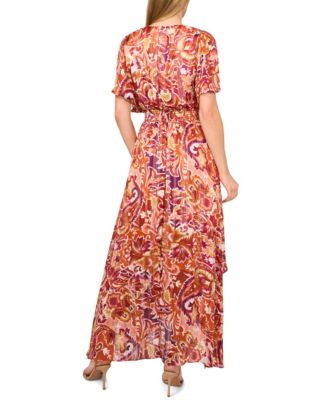 Women's Smocked Waist Flutter Sleeve Maxi Dress