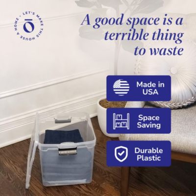 Secure Latch Large Clear Stackable Storage Container Bin, 31 Quart, 4 Count