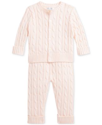 Polo Ralph Lauren - Baby Cotton Cable-Knit Cardigan & Pants Set