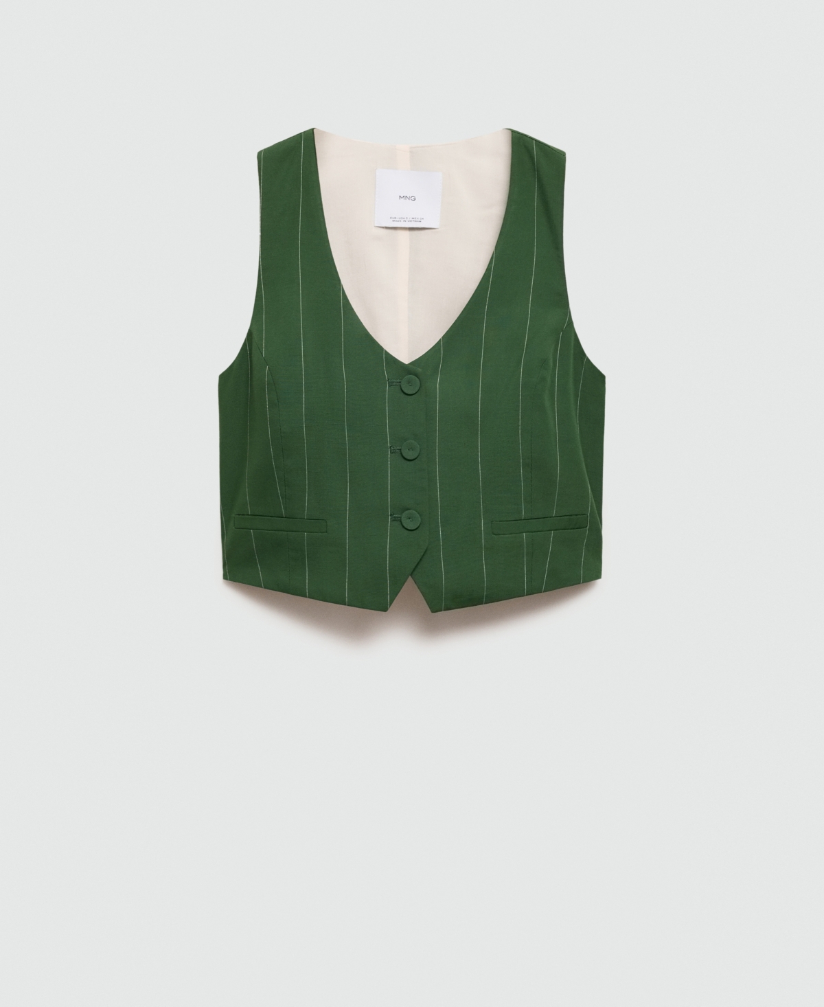 Shop Mango Women's Pinstriped Suit Vest In Green