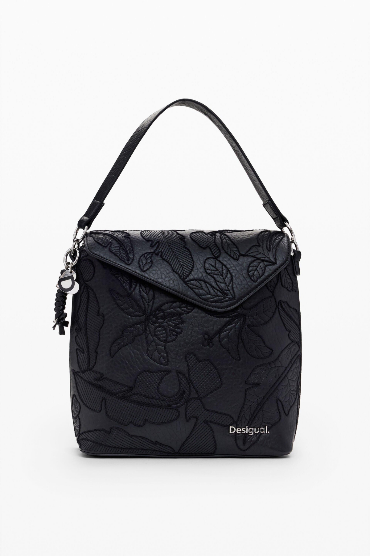 Women's 2-in-1 embroidered backpack - Black