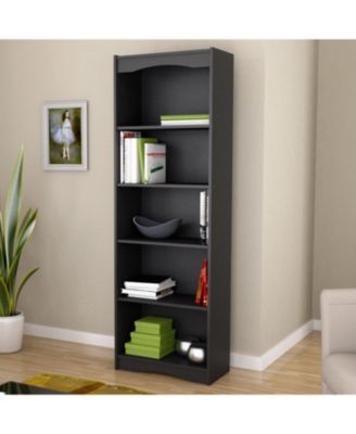Contemporary Bookcase with 5 Shelves and Curved Accents