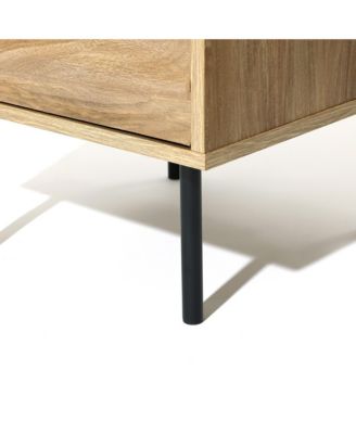 Mid-Century Modern Wave 2-Drawers End Table and Nightstand with Metal Legs