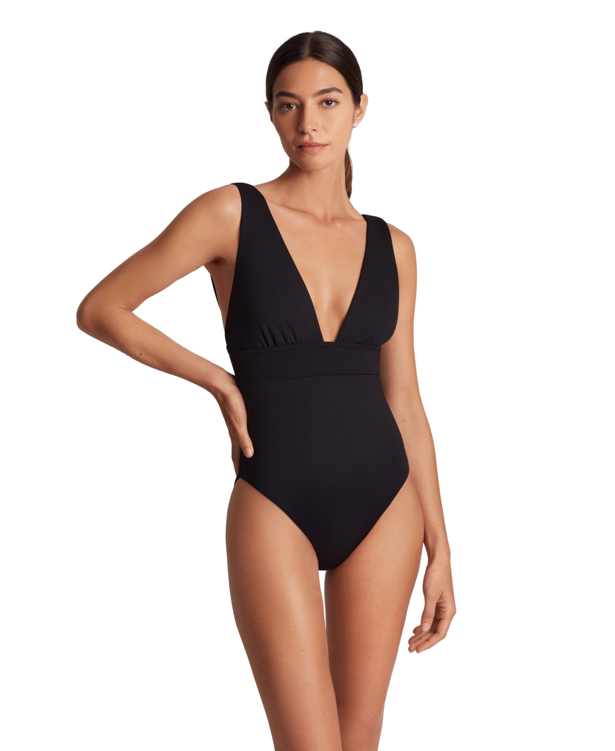 Lauren Ralph Lauren Women's Modern V Neck One Piece Swimsuit