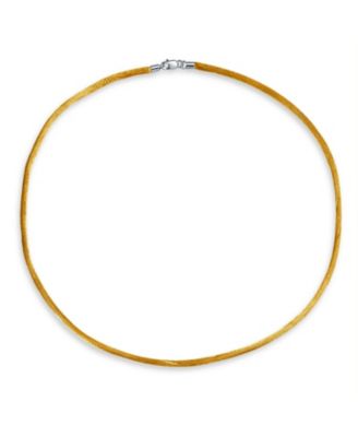 Gold Tone Satin Silk Cord Necklace with Sterling Silver Lobster Clasp